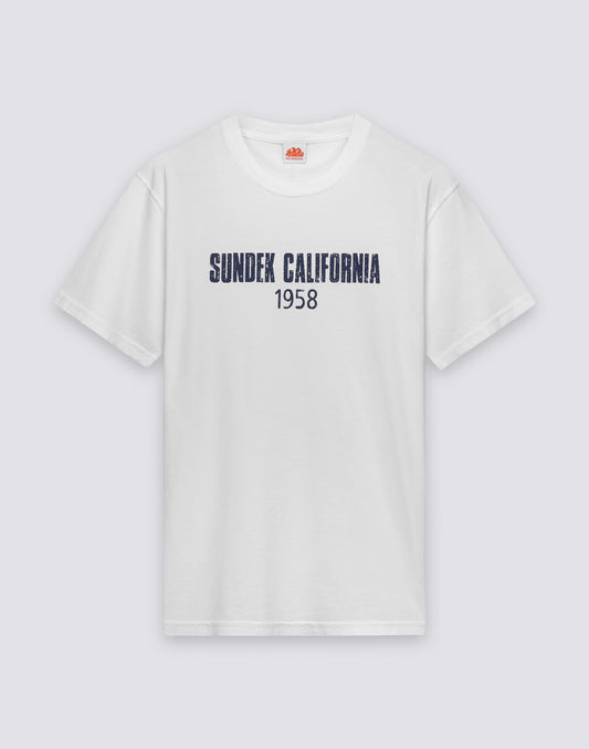 MEN'S CREW NECK T-SHIRT WITH SUNDEK CALIFORNIA 1958 WRITING