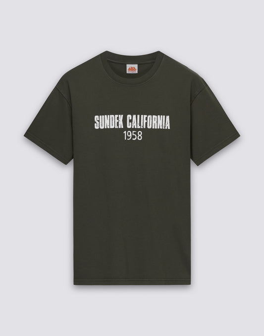 MEN'S CREW NECK T-SHIRT WITH SUNDEK CALIFORNIA 1958 WRITING