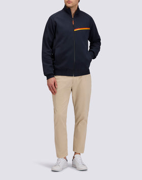 FULL ZIP SWEATSHIRT WITH TRICOLOUR DETAIL
