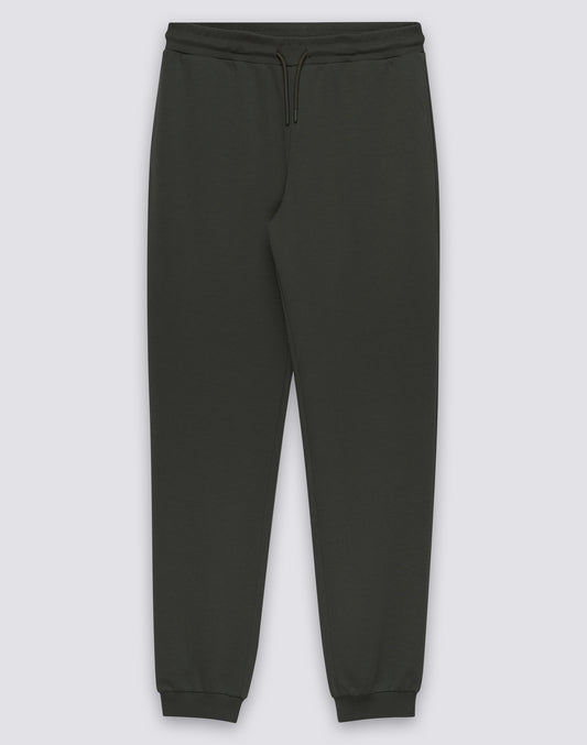 MEN'S ELASTIC WAISTED LONG TROUSERS IN RECYCLED INTERLOCK COTTON