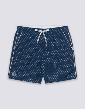 MID-LENGTH SWIMSHORTS WITH ELASTICATED WAIST AND RICE SURF PRINT IN REPREVE® RECYCLED POLYESTER