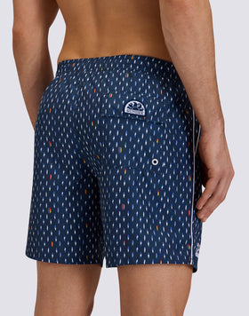 MID-LENGTH SWIMSHORTS WITH ELASTICATED WAIST AND RICE SURF PRINT IN REPREVE® RECYCLED POLYESTER