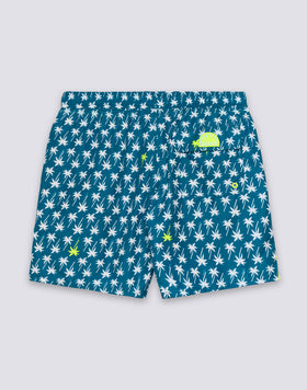 MEN'S MID-LENGTH SWIMSHORTS WITH ELASTIC WAIST AND UPSIDE DOWN PRINT IN REPREVE® RECYCLED POLYESTER