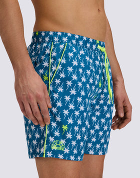 MEN'S MID-LENGTH SWIMSHORTS WITH ELASTIC WAIST AND UPSIDE DOWN PRINT IN REPREVE® RECYCLED POLYESTER