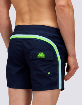 CRINKLED SHORT ELASTIC WAIST SWIMSHORTS