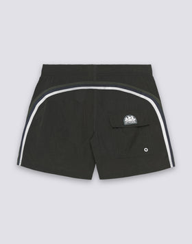 SHORT CRINKLED SWIM SHORTS WITH AN ELASTICATED WAISTBAND