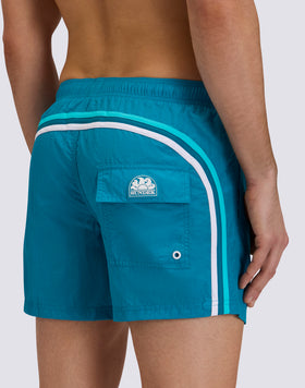 MEN'S SHORT SWIMSHORTS WITH ELASTIC WAIST AND CRINKLED WAIST
