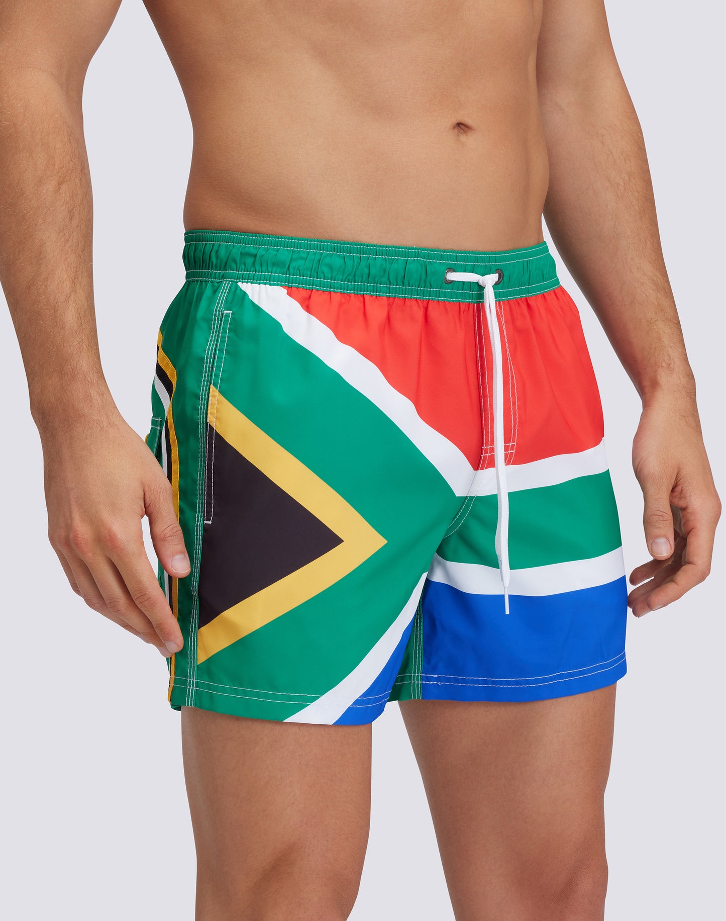 SHORT SWIM SHORTS WITH AN ELASTICATED WAISTBAND RECYCLED POLYESTER REPREVE® SOUTH AFRICA FLAG