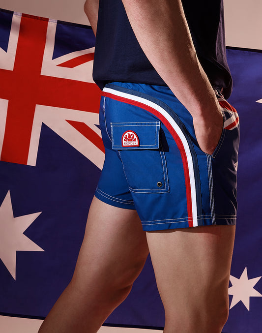 SHORT SWIM SHORTS WITH AN ELASTICATED WAISTBAND RECYCLED POLYESTER REPREVE® AUSTRALIA FLAG