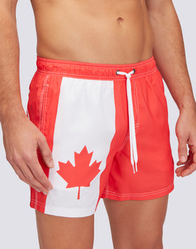 SHORT SWIM SHORTS WITH AN ELASTICATED WAISTBAND RECYCLED POLYESTER REPREVE® CANADA FLAG