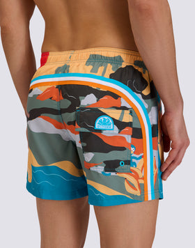 COSTUME DA BAGNO UOMO CORTO VITA ELASTICATA POLIESTERE RICICLATO REPREVE® CON STAMPA SURFER GIRL