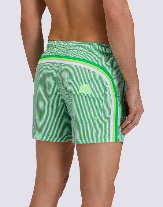 SHORT-LENGTH SWIMWEAR WITH ELASTICATED WAIST REPREVE® RECYCLED POLYESTER WITH JUICY STRIPE PRINT AND FRUIT EMBROIDERY