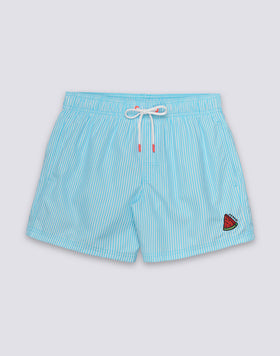 SHORT-LENGTH SWIMWEAR WITH ELASTICATED WAIST REPREVE® RECYCLED POLYESTER WITH JUICY STRIPE PRINT AND FRUIT EMBROIDERY
