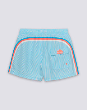 SHORT-LENGTH SWIMWEAR WITH ELASTICATED WAIST REPREVE® RECYCLED POLYESTER WITH JUICY STRIPE PRINT AND FRUIT EMBROIDERY