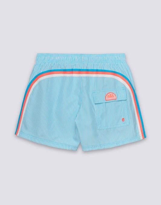 SHORT-LENGTH SWIMWEAR WITH ELASTICATED WAIST REPREVE® RECYCLED POLYESTER WITH JUICY STRIPE PRINT AND FRUIT EMBROIDERY