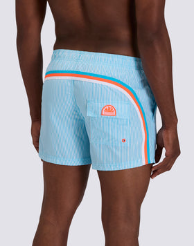 SHORT-LENGTH SWIMWEAR WITH ELASTICATED WAIST REPREVE® RECYCLED POLYESTER WITH JUICY STRIPE PRINT AND FRUIT EMBROIDERY
