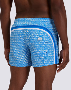 SHORT SWIMSHORTS WITH ELASTICATED WAIST REPREVE® RECYCLED POLYESTER WITH SUNSET MAIOLICA PRINT