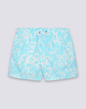 MEN'S SHORT SWIMSUIT WITH ELASTIC WAIST AND ARCHIVE HIBISCUS PRINT SK23