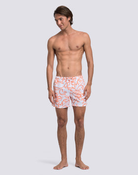 MEN'S SHORT SWIMSUIT WITH ELASTIC WAIST AND ARCHIVE HIBISCUS PRINT SK23