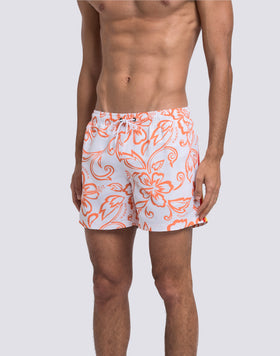MEN'S SHORT SWIMSUIT WITH ELASTIC WAIST AND ARCHIVE HIBISCUS PRINT SK23
