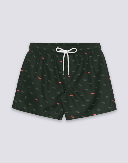 SHORT SWIMSUIT WITH ELASTIC WAIST WITH MONOGRAM PRINT IN RECYCLED POLY