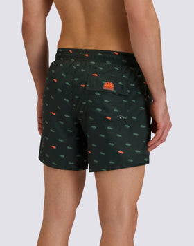 SHORT SWIMSUIT WITH ELASTIC WAIST WITH MONOGRAM PRINT IN RECYCLED POLY