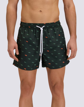 SHORT SWIMSUIT WITH ELASTIC WAIST WITH MONOGRAM PRINT IN RECYCLED POLY