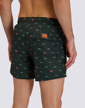 SHORT SWIMSUIT WITH ELASTIC WAIST WITH MONOGRAM PRINT IN RECYCLED POLY