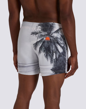 MEN'S SHORT SWIMSUIT WITH ELASTIC WAIST AND LA DREAM PRINT IN RECYCLED POLY