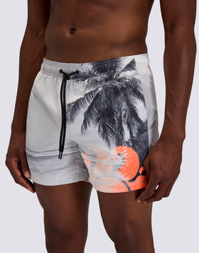 MEN'S SHORT SWIMSUIT WITH ELASTIC WAIST AND LA DREAM PRINT IN RECYCLED POLY