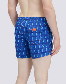 RECYCLED POLY SHORT SWIMSHORTS WITH ELASTIC WAIST SUNCUBE PRINT
