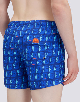 RECYCLED POLY SHORT SWIMSHORTS WITH ELASTIC WAIST SUNCUBE PRINT