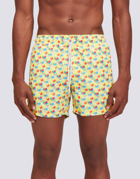 RECYCLED POLY SHORT SWIMSHORTS WITH ELASTIC WAIST SUNDRINK PRINT