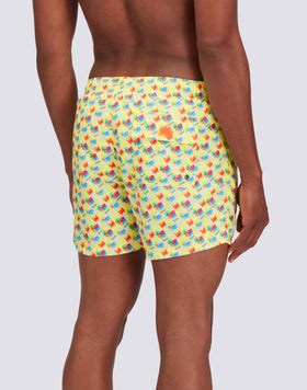 RECYCLED POLY SHORT SWIMSHORTS WITH ELASTIC WAIST SUNDRINK PRINT