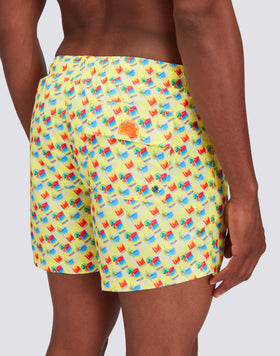 RECYCLED POLY SHORT SWIMSHORTS WITH ELASTIC WAIST SUNDRINK PRINT