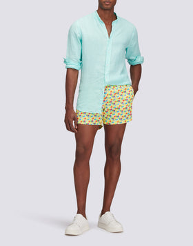 RECYCLED POLY SHORT SWIMSHORTS WITH ELASTIC WAIST SUNDRINK PRINT