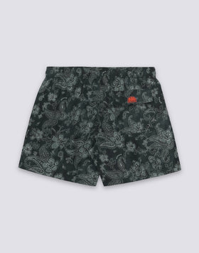 MEN'S SHORT SWIMSUIT WITH ELASTIC WAIST AND HIBI PAISLEY PRINT IN RECYCLED POLY