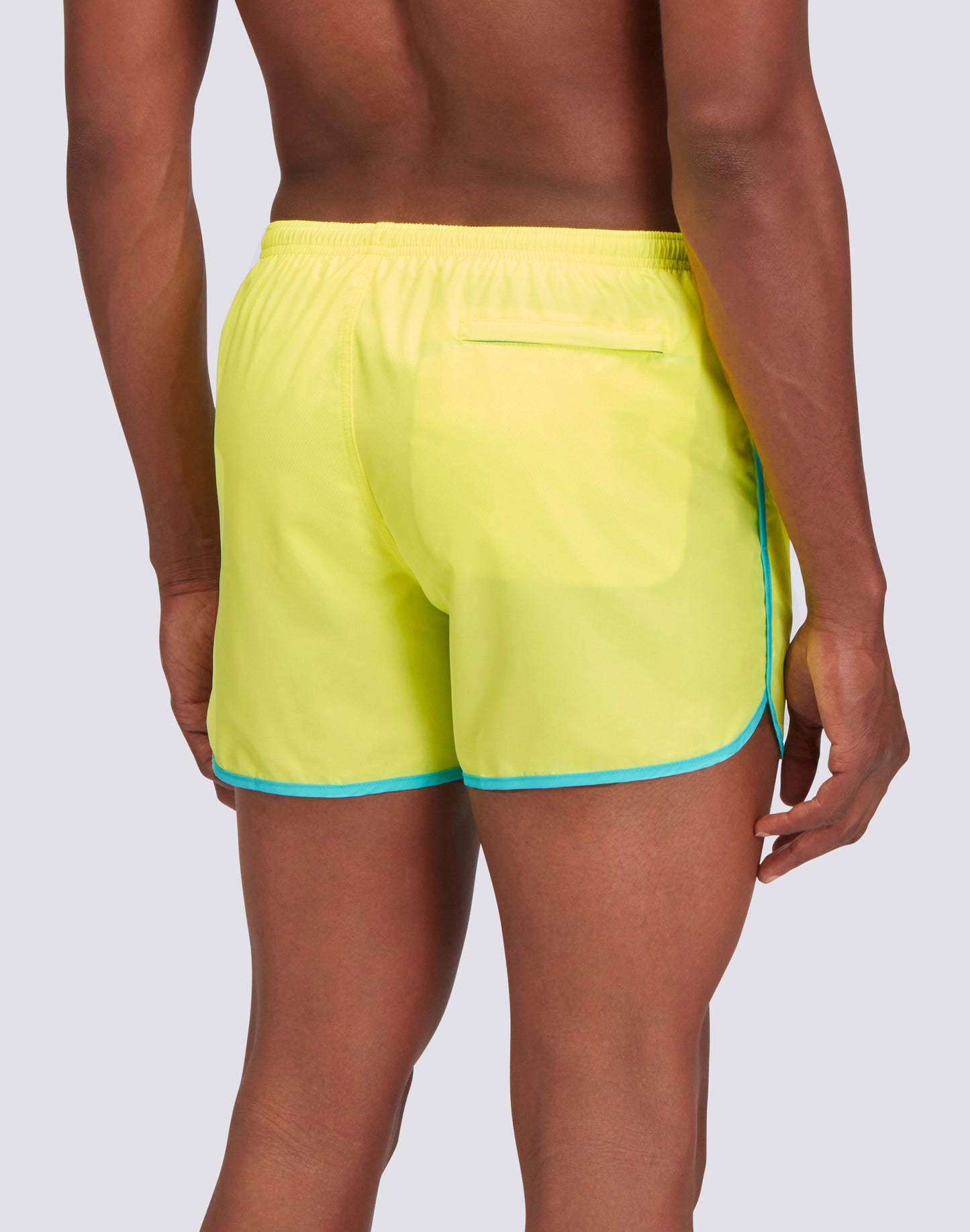 SHORT SWIMSHORTS WITH ELASTIC WAIST AND ROUND SIDE SLITS