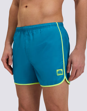 SHORT SWIMSHORTS WITH ELASTICATED WAIST AND ROUND SIDE SLITS