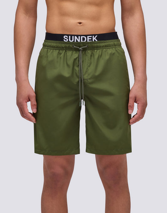 LONG ELASTIC WAIST SWIMSUIT WITH ELASTIC LIGHT POLY LOGO