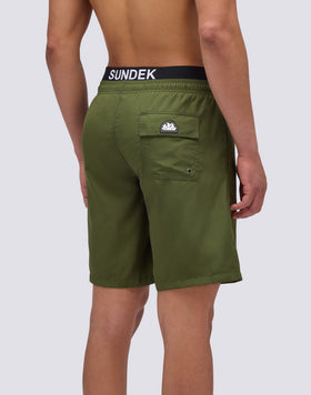 LONG ELASTIC WAIST SWIMSUIT WITH ELASTIC LIGHT POLY LOGO