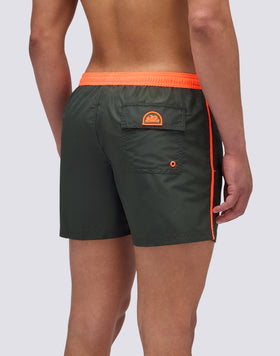 ICONIC TAFFETA ELASTICATED WAIST SHORT SWIMSHORTS WITH CONTRASTING PIPING