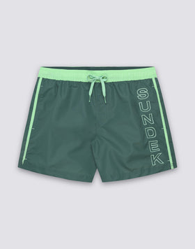 MEN'S SHORT SWIMSHORTS WITH ELASTIC WAIST IN ICONIC TAFFETA WITH CONTRAST PIPING