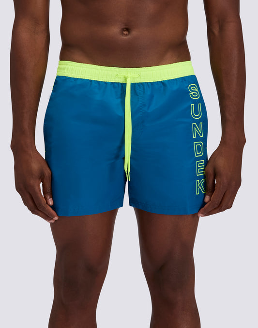 ICONIC TAFFETA SHORT SWIMSHORTS WITH ELASTIC WAIST AND CONTRAST PIPING