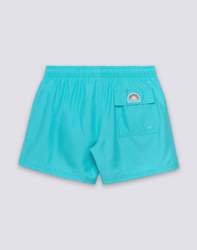SHORT SWIM SHORTS WITH ELASTIC WAISTBAND IN REPREVE® RECYCLED POLYESTER