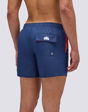 ICONIC TAFFETA ELASTICATED WAIST SHORT SWIMSHORTS WITH RAINBOW EMBROIDERY