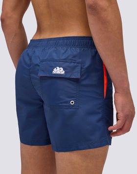 ICONIC TAFFETA ELASTICATED WAIST SHORT SWIMSHORTS WITH RAINBOW EMBROIDERY