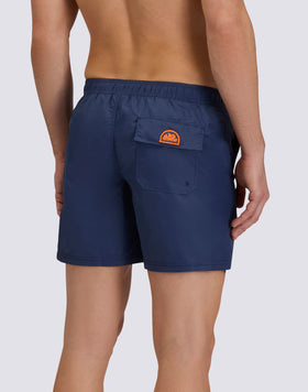 MEN'S SWIMSHORTS WITH ELASTIC WAIST IN WASHED NYLON TAFFETA