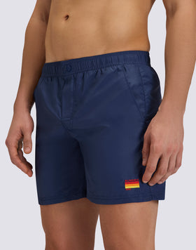 MEN'S SWIMSHORTS WITH ELASTIC WAIST IN WASHED NYLON TAFFETA