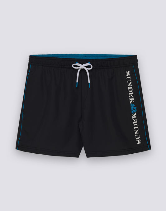 SHORT SWIMSHORTS WITH ELASTICATED WAIST AND CONTRASTING PIPING IN REPREVE® RECYCLED POLYESTER